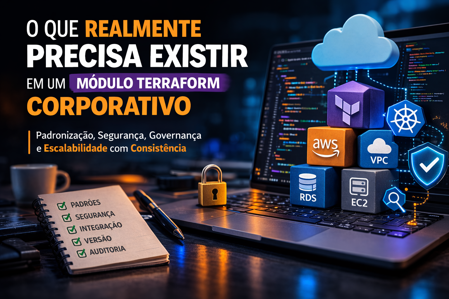 Ilustracao abstrata sobre modulos Terraform corporativos